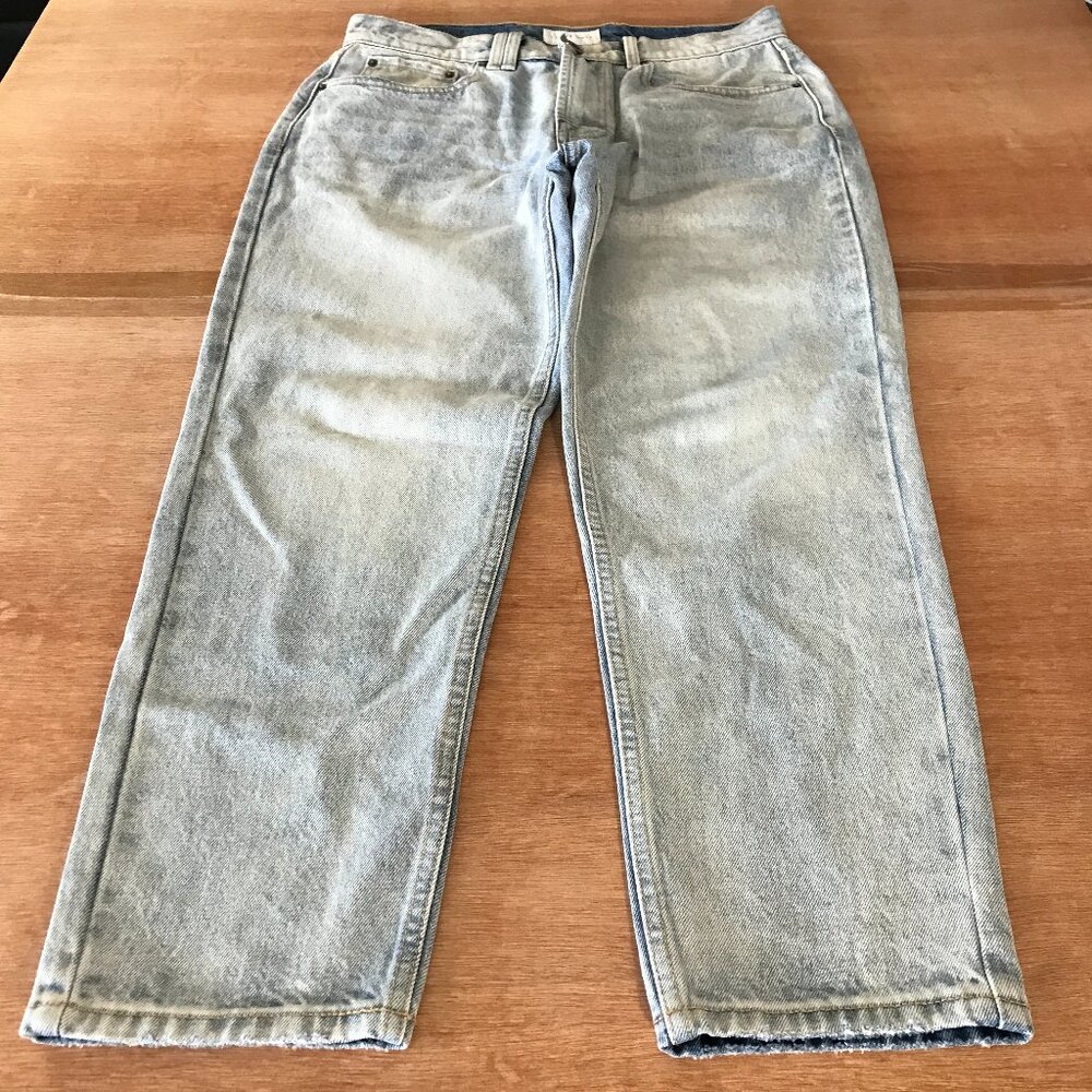 I Love Ugly Ilu Jean Men M 32x25 Blue High Rise Stretch Light Wash Preppy 17696